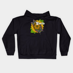 Smile Hippy Sunflower and Butterfly Design Kids Hoodie